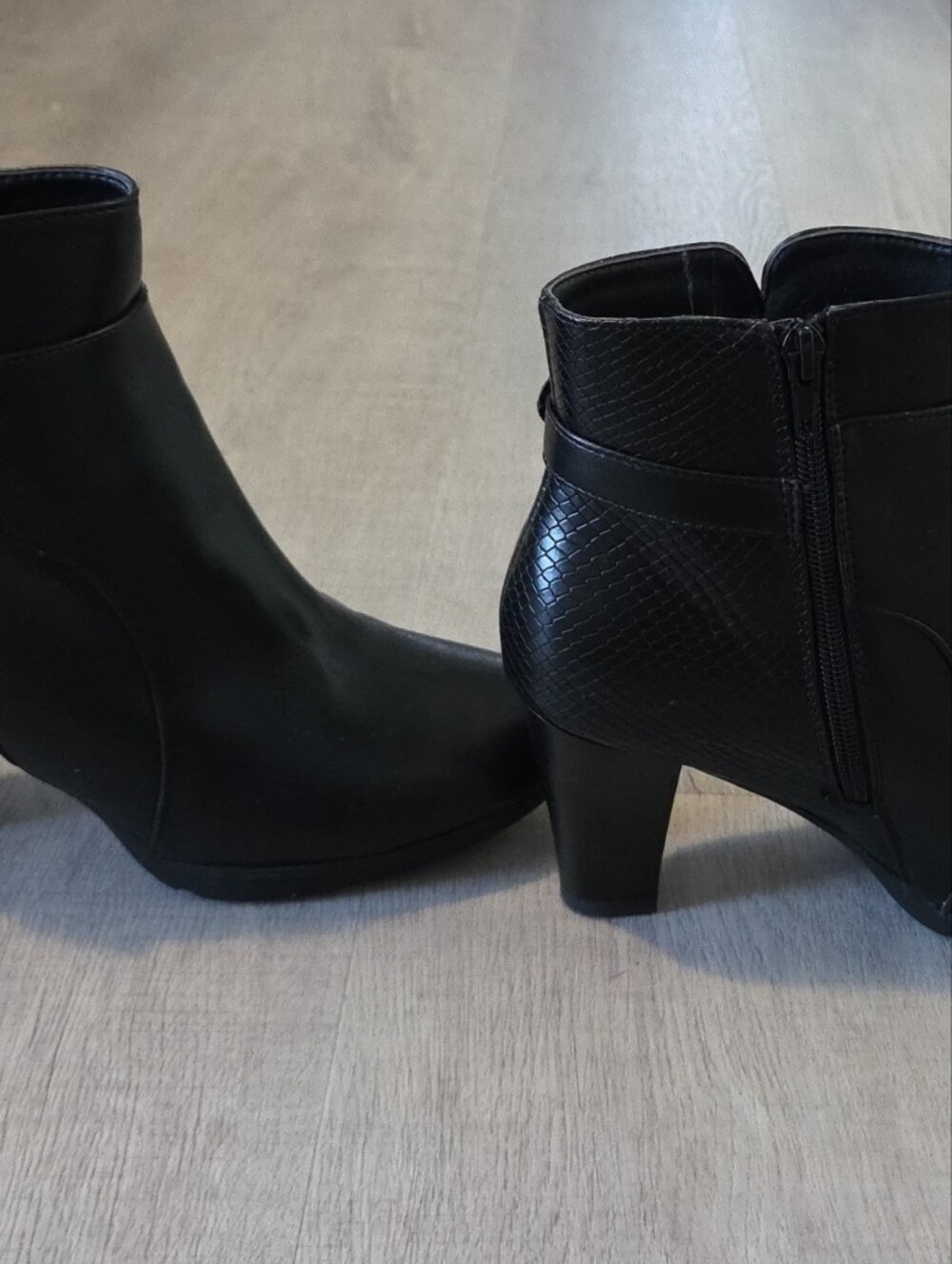 Classic Black Women's Ankle Booties with Buckle Detail
